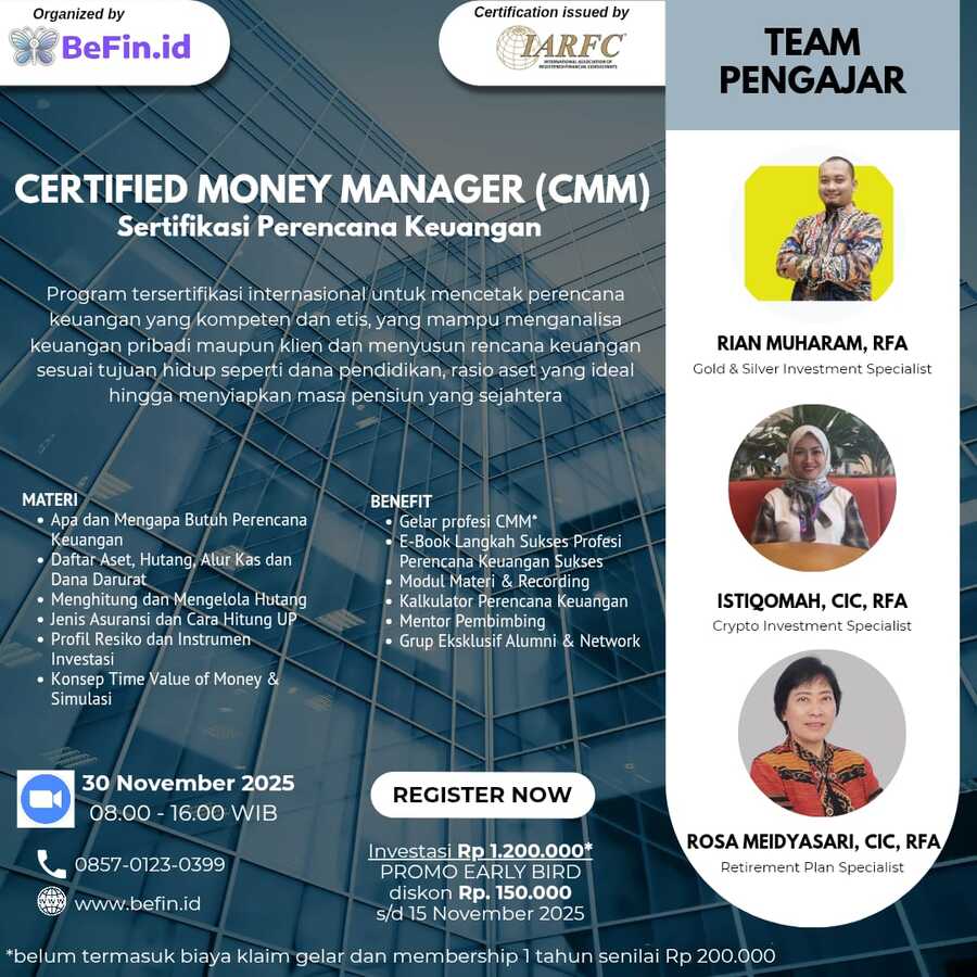 Sertifikasi Perencana Keuangan Certified Money Manager CMM